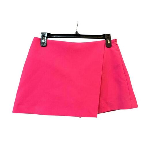Zara NWT Asymmetric Skort Size M Pink High Rise Zipper Barbie Minimalist - Picture 2 of 5